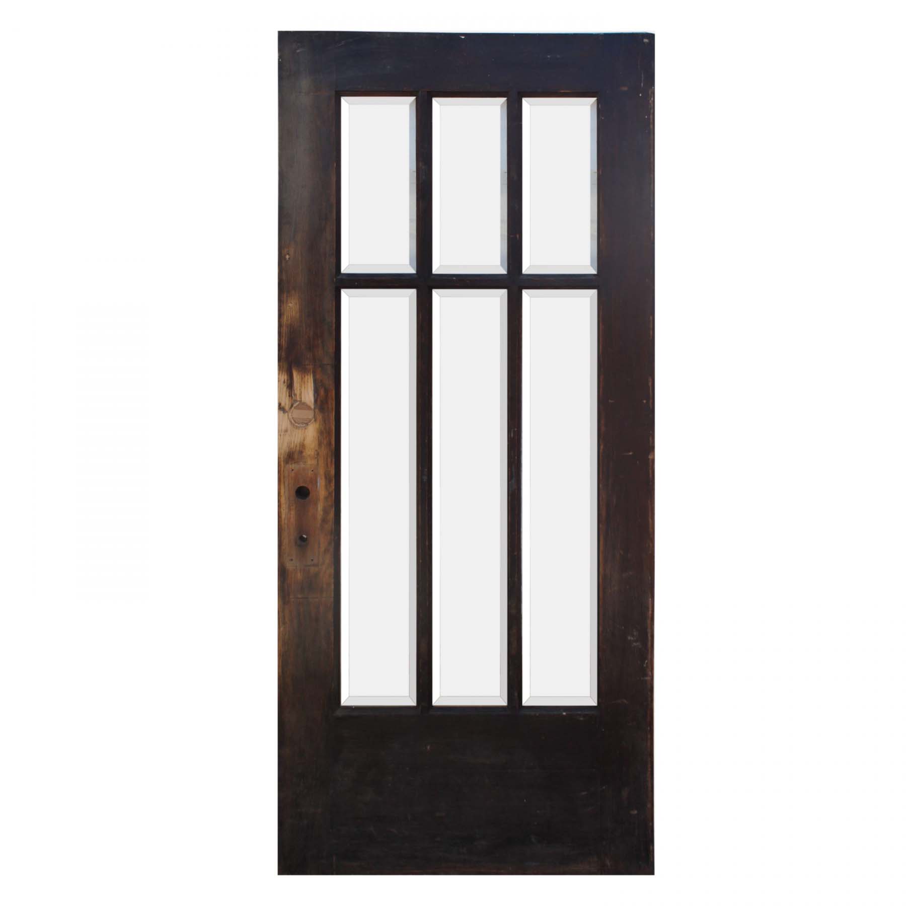SOLD Reclaimed Antique 36" Oak Craftsman Door with Beveled Glass-0