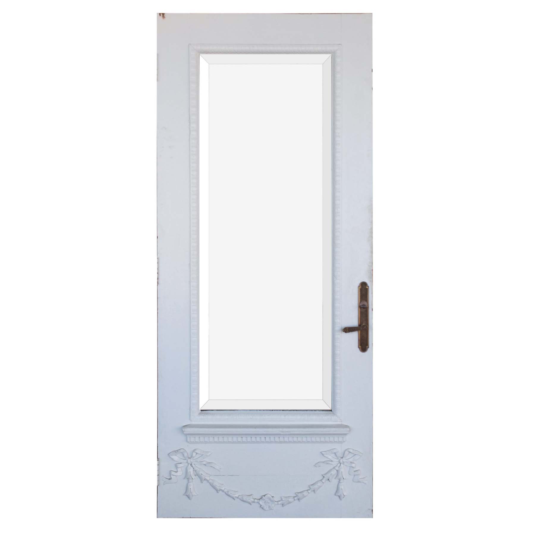 SOLD Salvaged 34” Beveled Full View Entrance Door with Carved Details-0