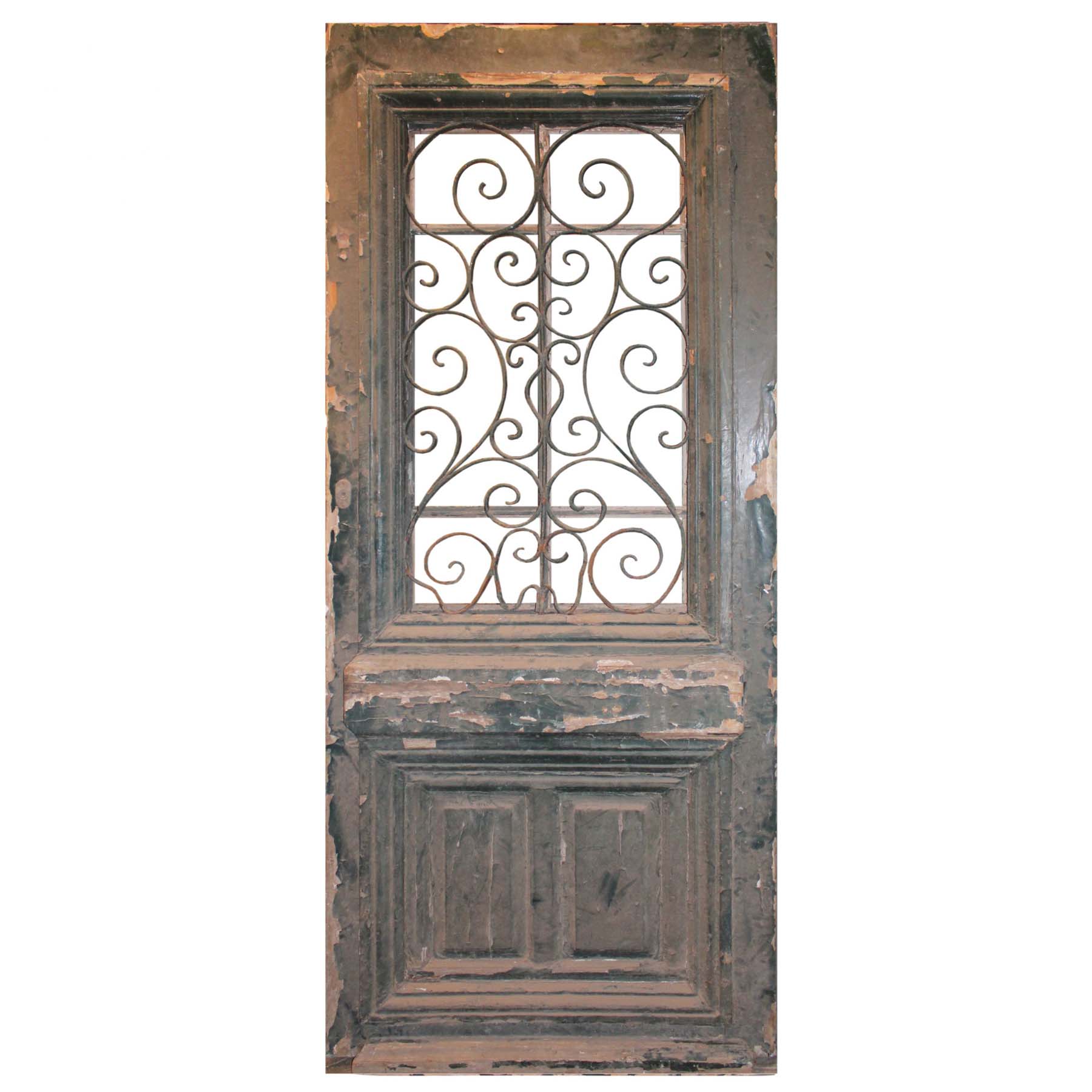 Salvaged 39" French Colonial Door with Iron Insert-0