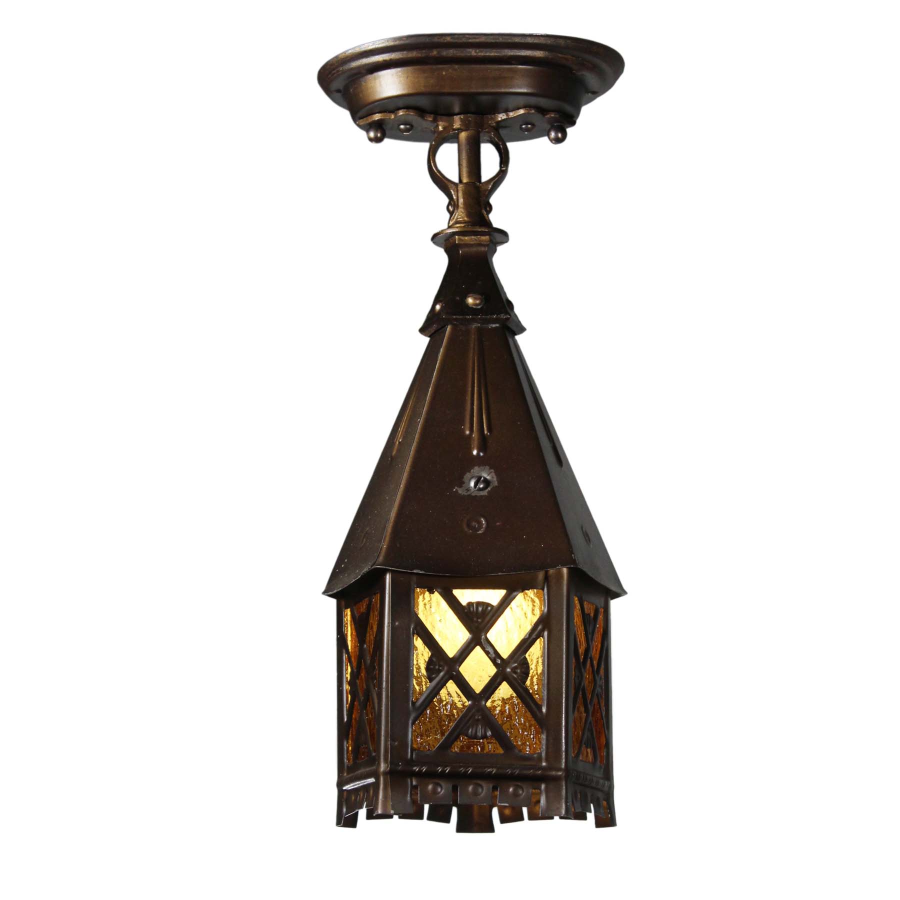Tudor Lantern Flush Mount Lantern, Antique Lighting -0
