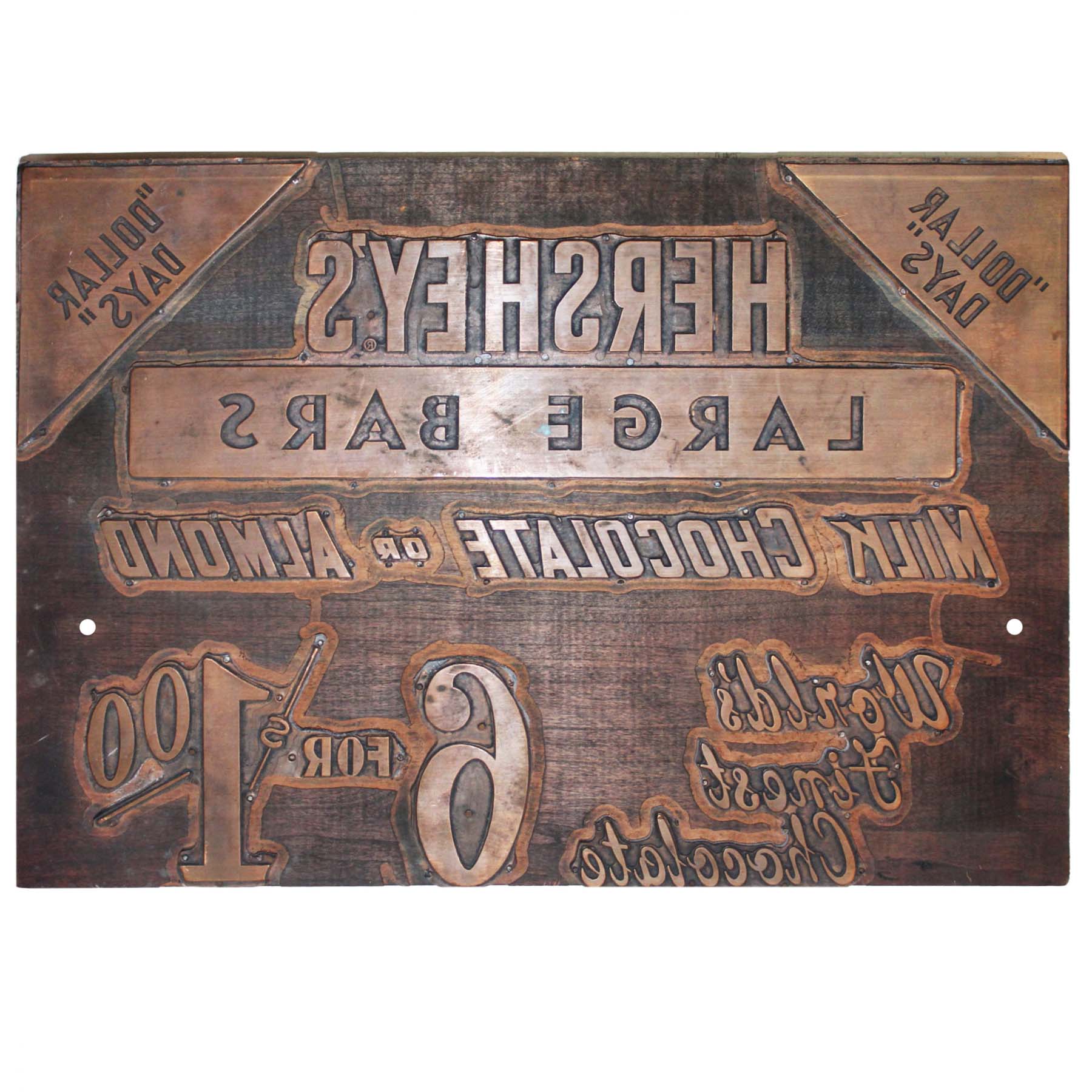 Antique Hershey’s Milk Chocolate Wood Label Print Block -0