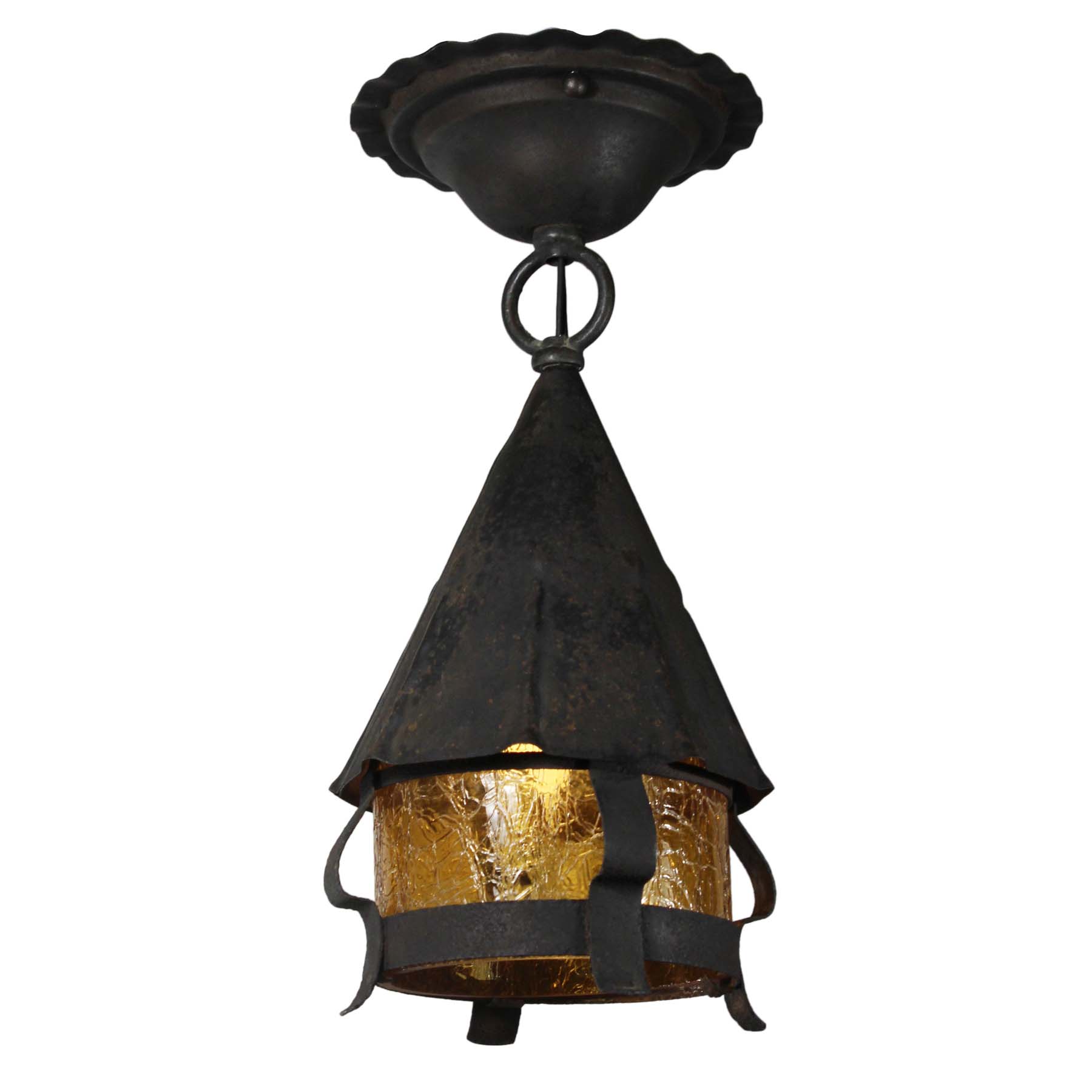 SOLD Antique Tudor Lantern Flush Mount Lantern-0