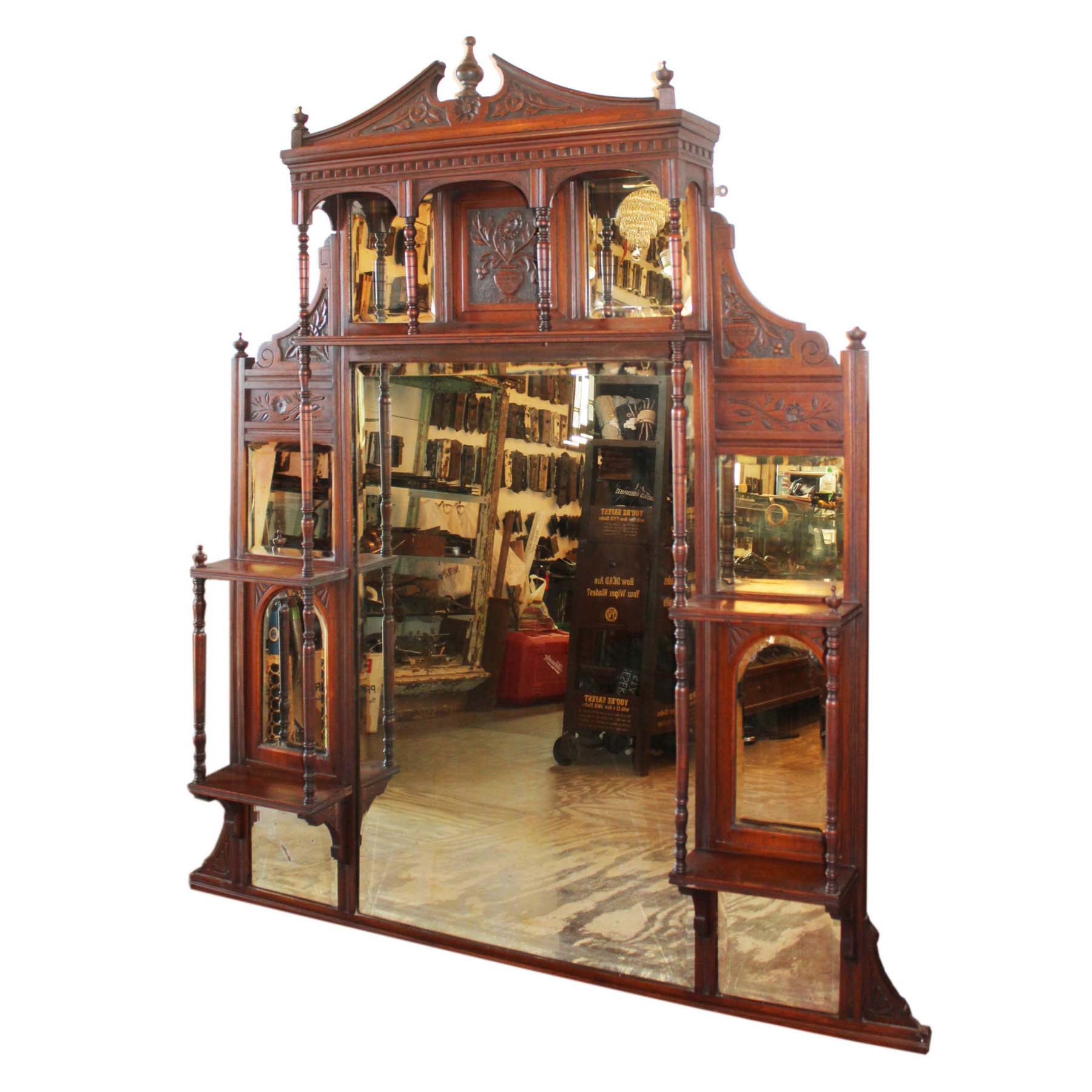 Antique Decorative Mirror, Mahogany -71515