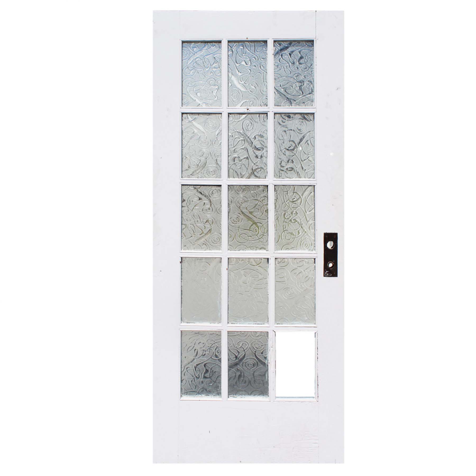 Salvaged 35" Divided Light Door, Textured Glass-71662