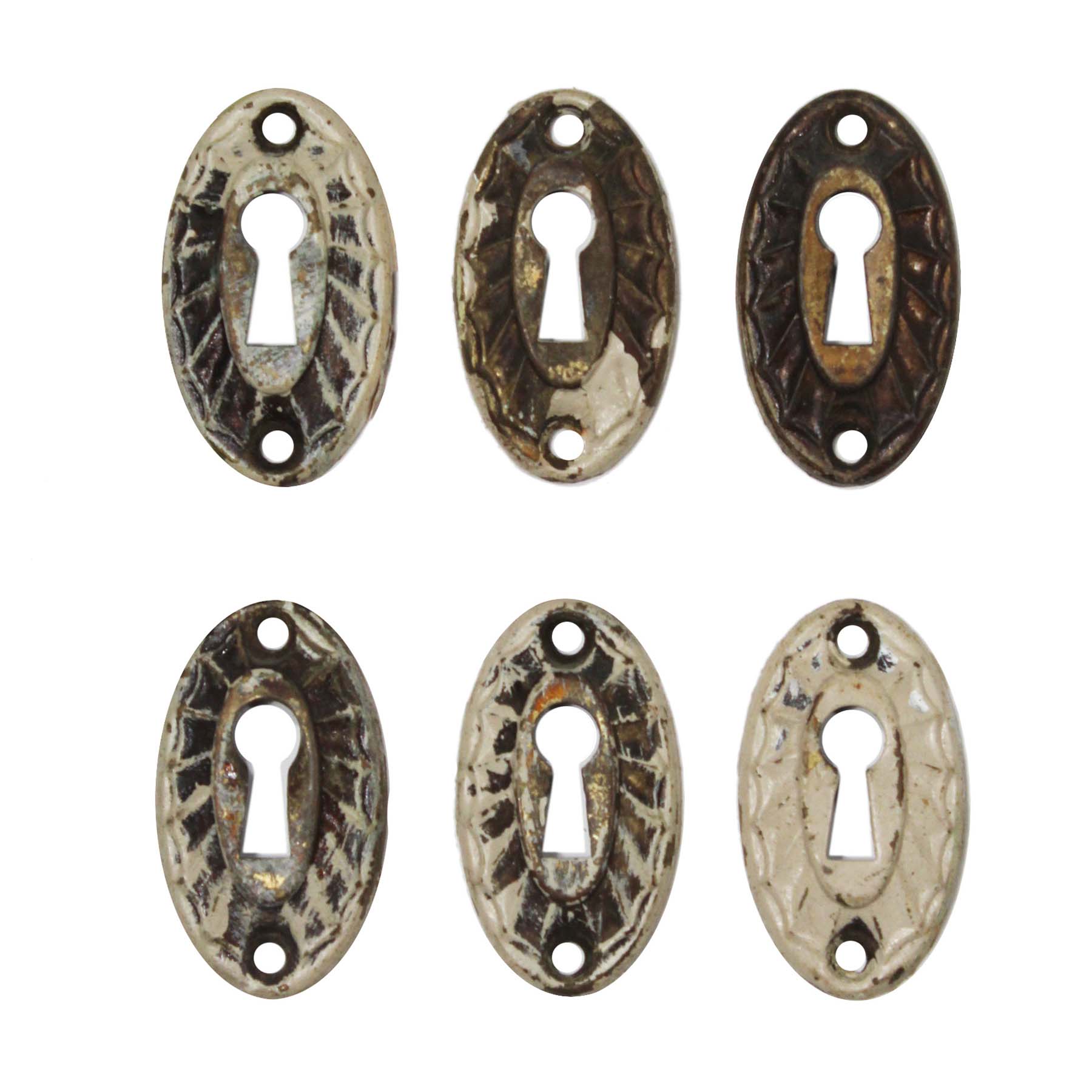 Set of 3 Vintage padkeyhole 19th century Antique brass keyhole covers Details of padlock Rare original patina