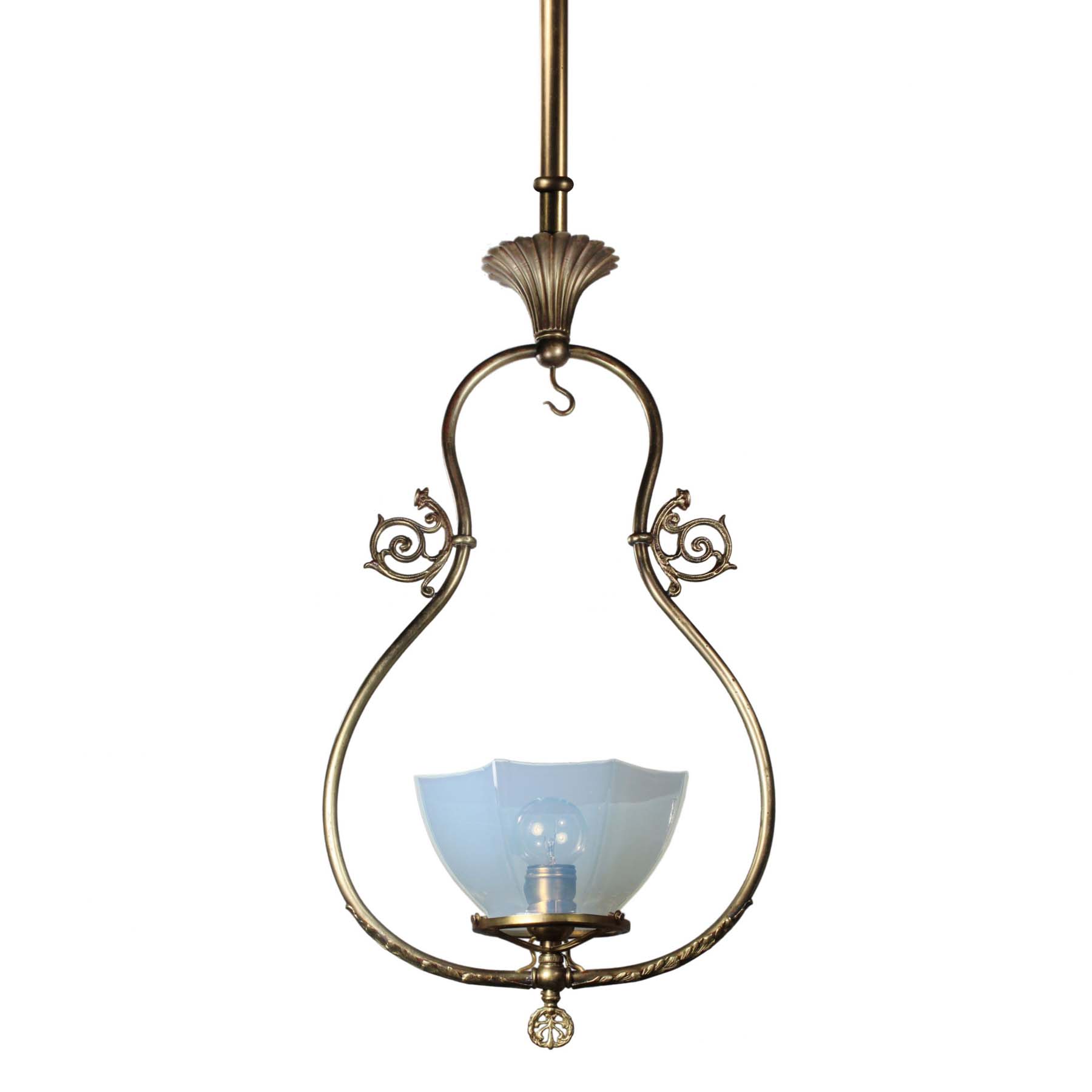 Antique Brass Gas Pendant Light, Late 19th Century-71829