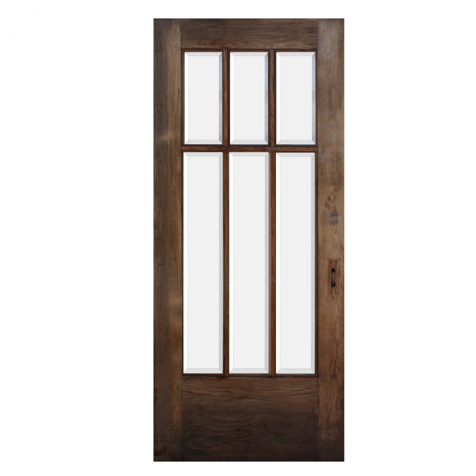 SOLD Reclaimed Antique 36" Oak Craftsman Door with Beveled Glass-71906