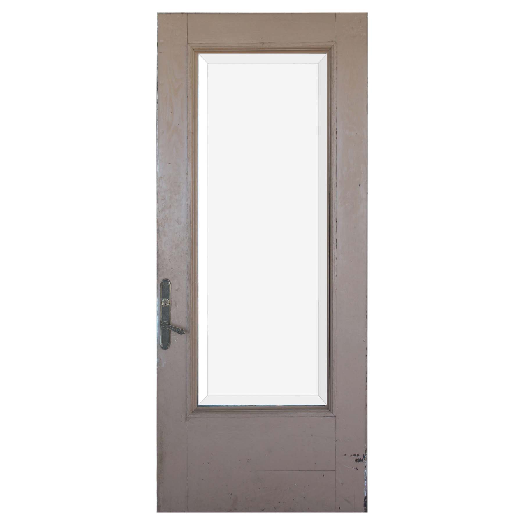 SOLD Salvaged 34” Beveled Full View Entrance Door with Carved Details-71983