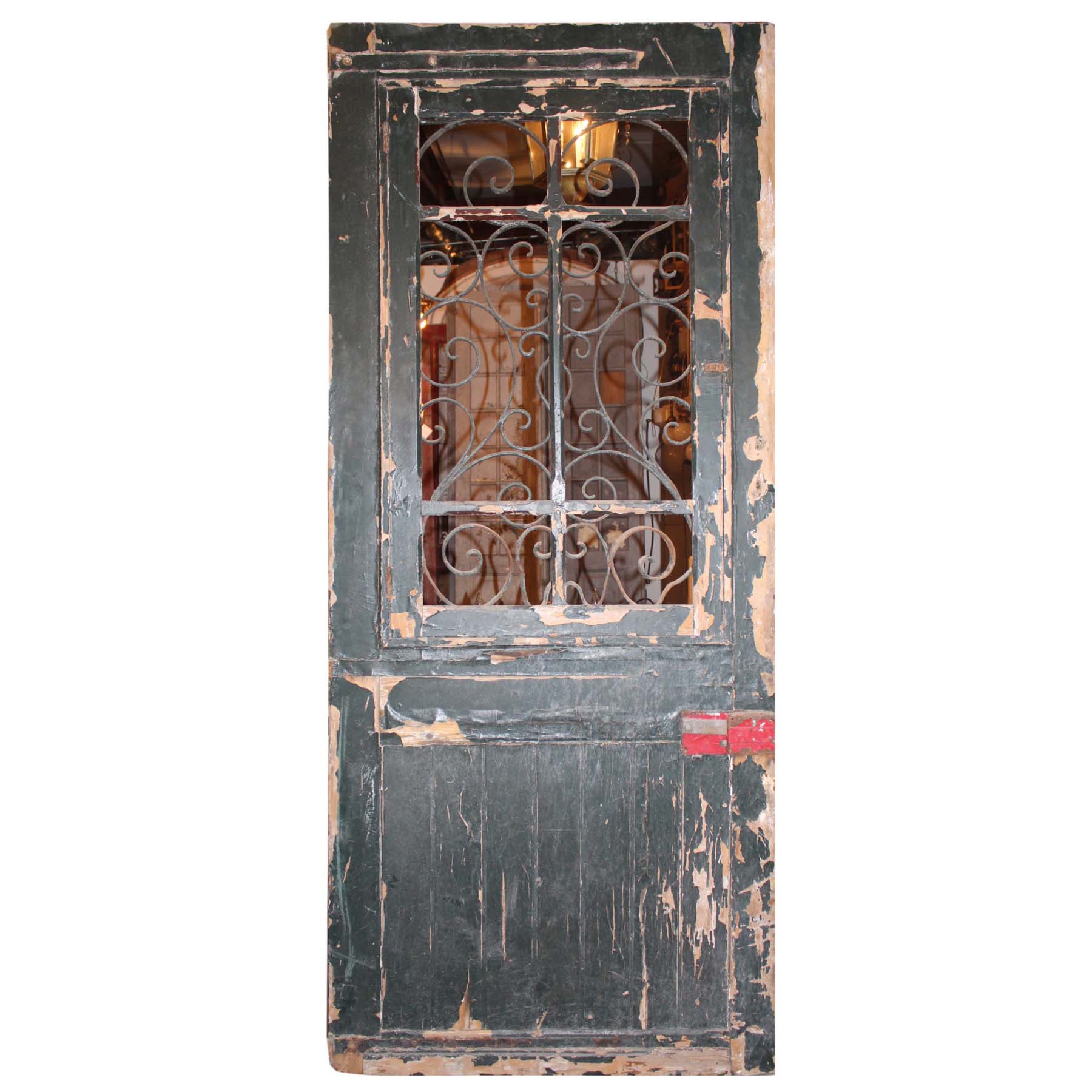Salvaged 39" French Colonial Door with Iron Insert-72003