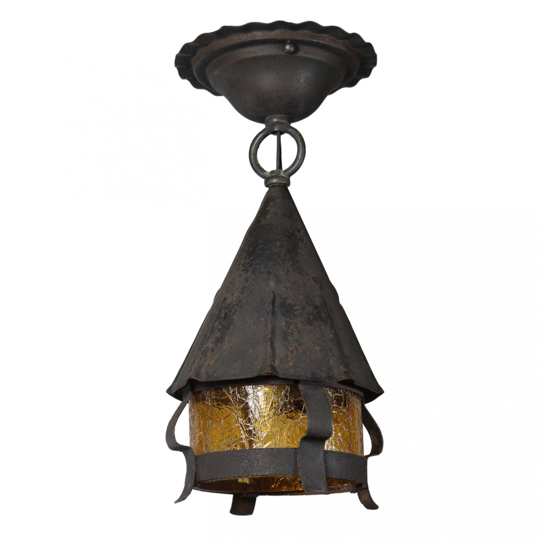 SOLD Antique Tudor Lantern Flush Mount Lantern-71786
