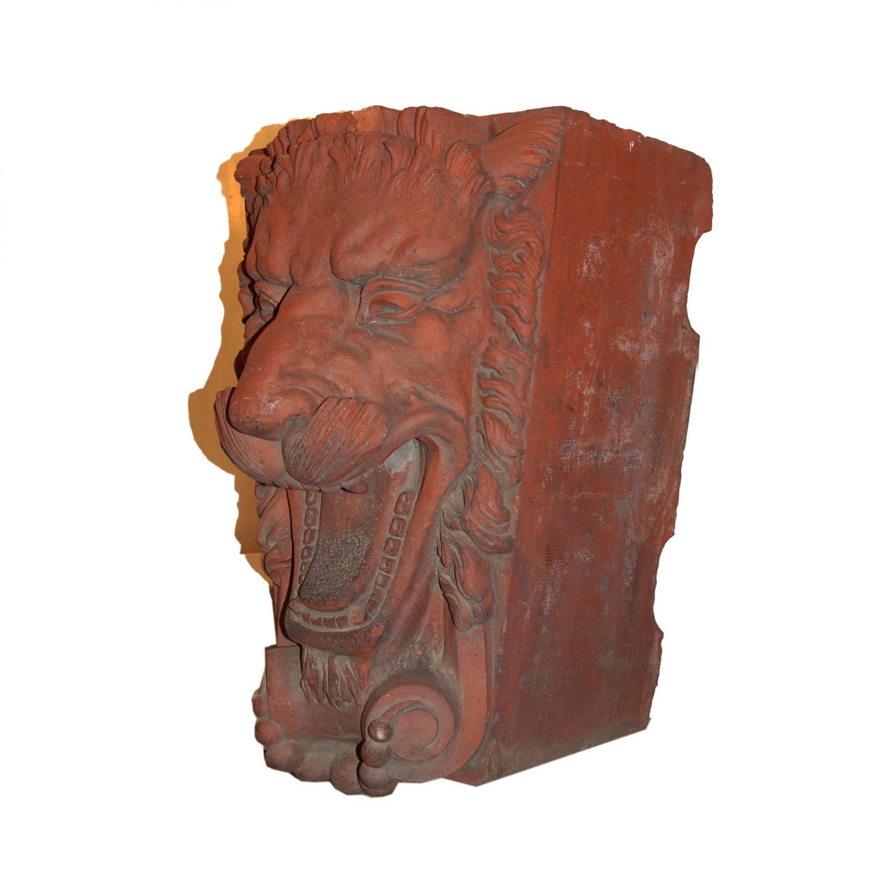 Antique Figural Terra Cotta Decorative Pieces, Lions-71540