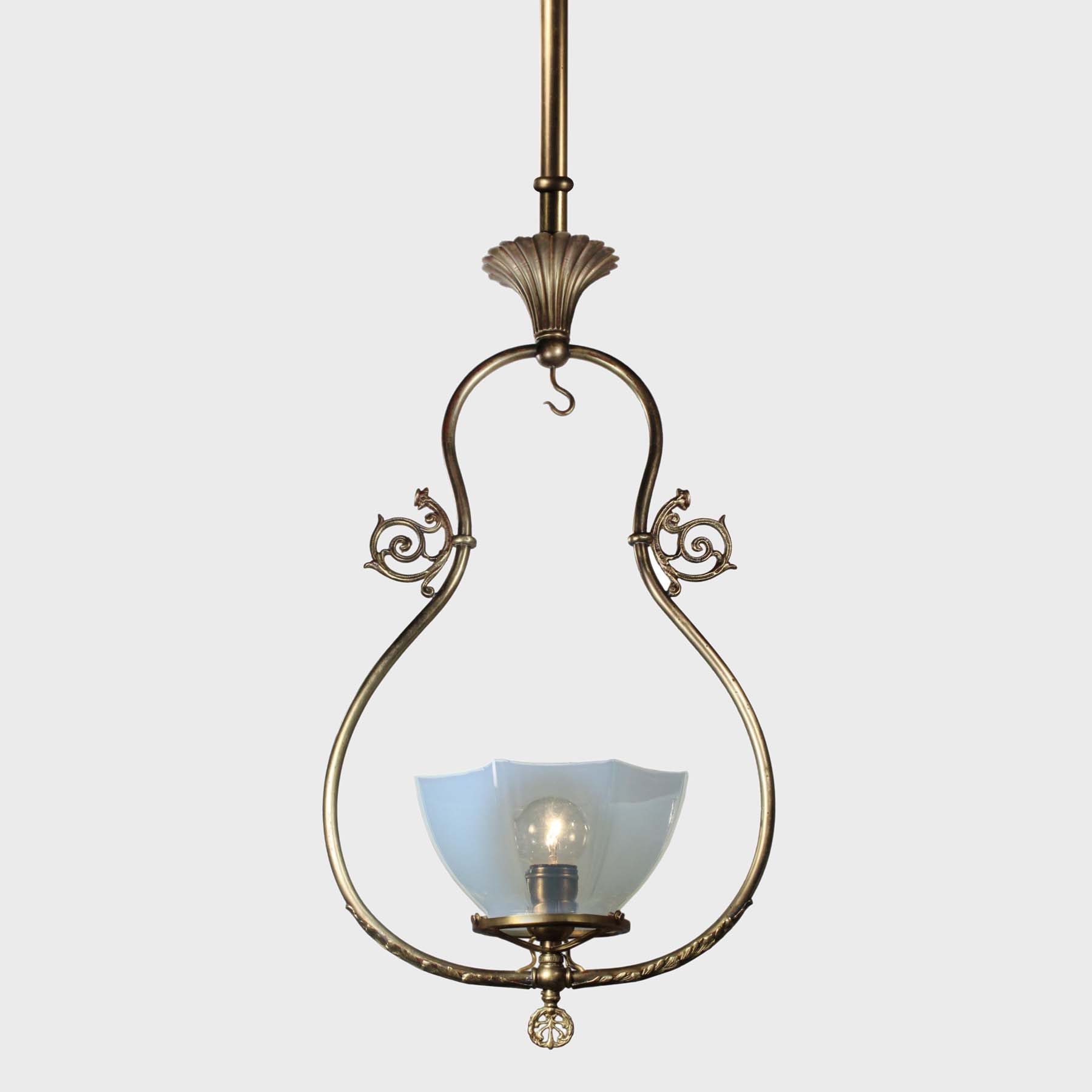 Antique Brass Gas Pendant Light, Late 19th Century-71830