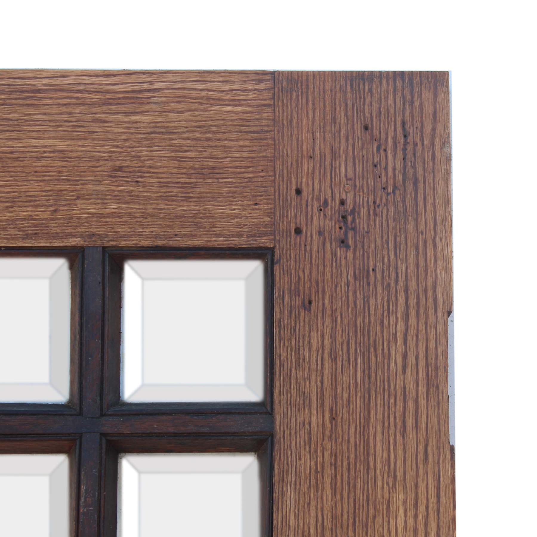 Salvaged 33” Oak Craftsman Door with Beveled Glass-71949