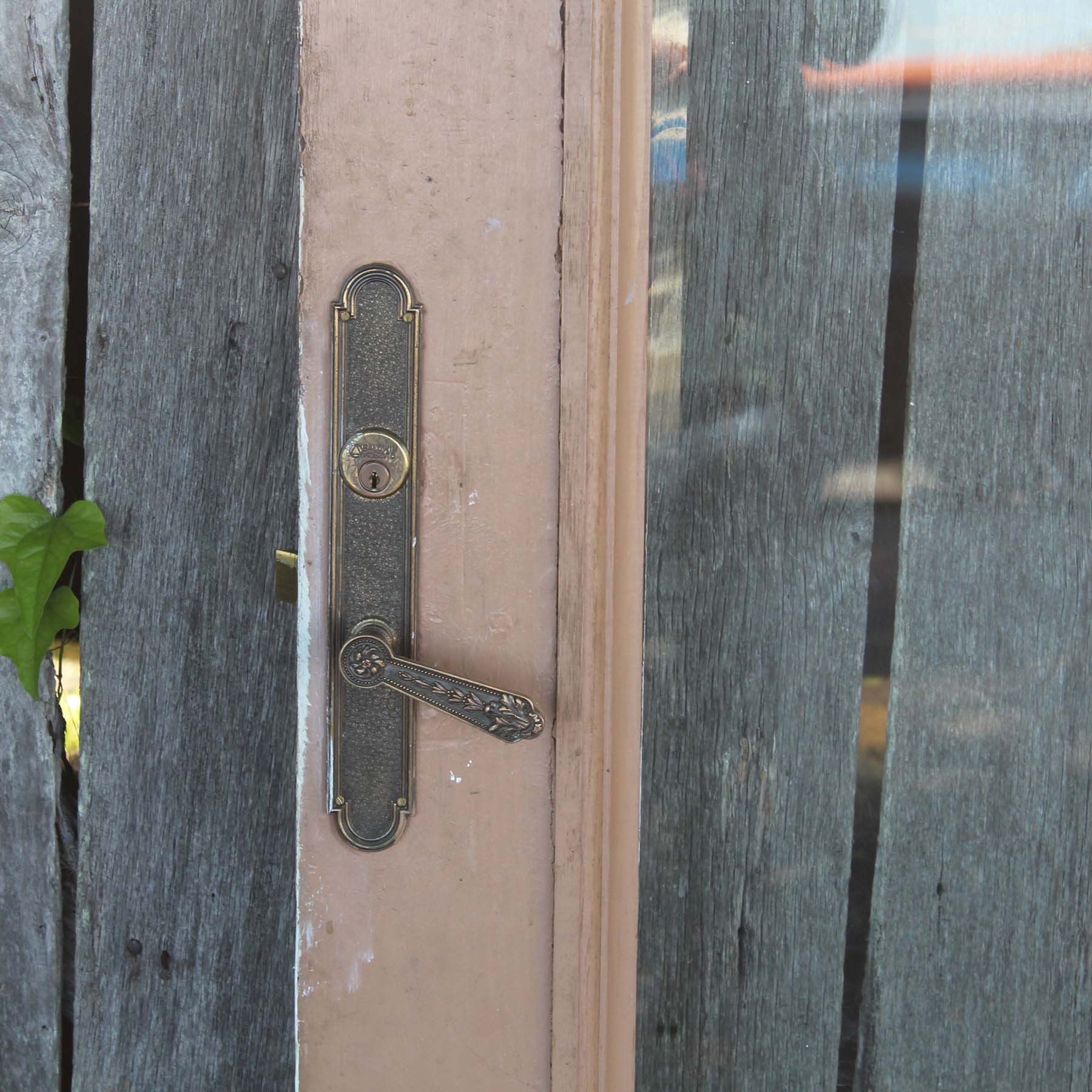 SOLD Salvaged 34” Beveled Full View Entrance Door with Carved Details-71985
