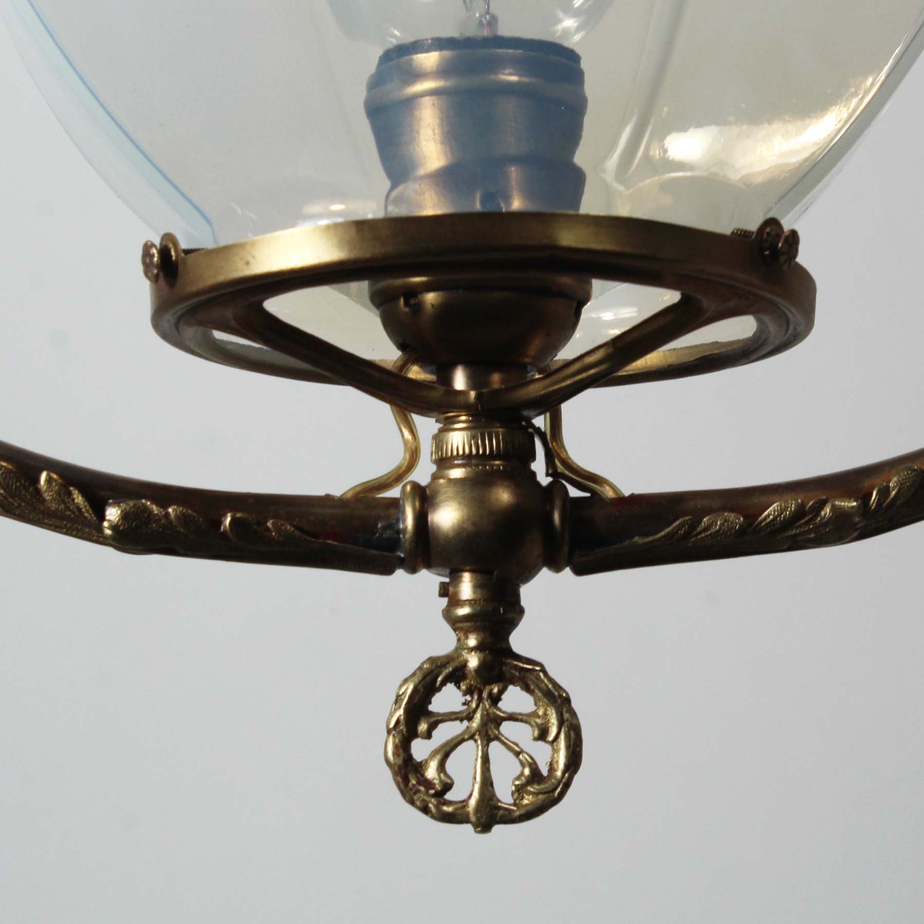 Antique Brass Gas Pendant Light, Late 19th Century-71835