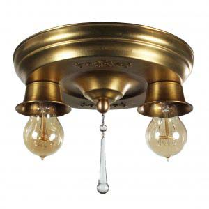 Neoclassical Brass Flush Mount Fixture, Antique Lighting-0