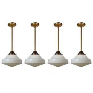 Antique Brass Schoolhouse Pendant Lights -0