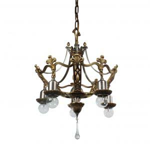 Antique Two-Toned Chandelier with Fleur De Lis, c.1920-0