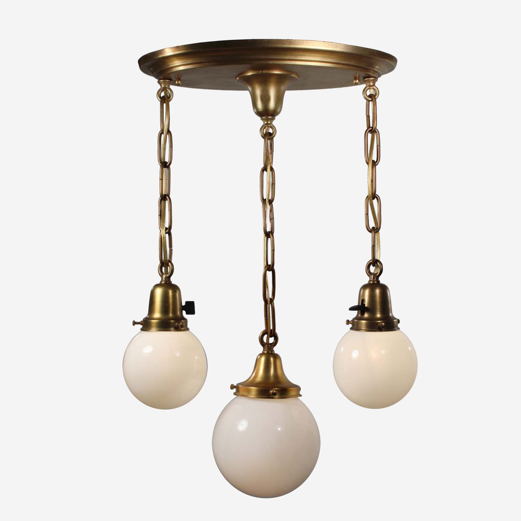 Brass Semi Flush-Mount Chandeliers with Ball Shades-72102