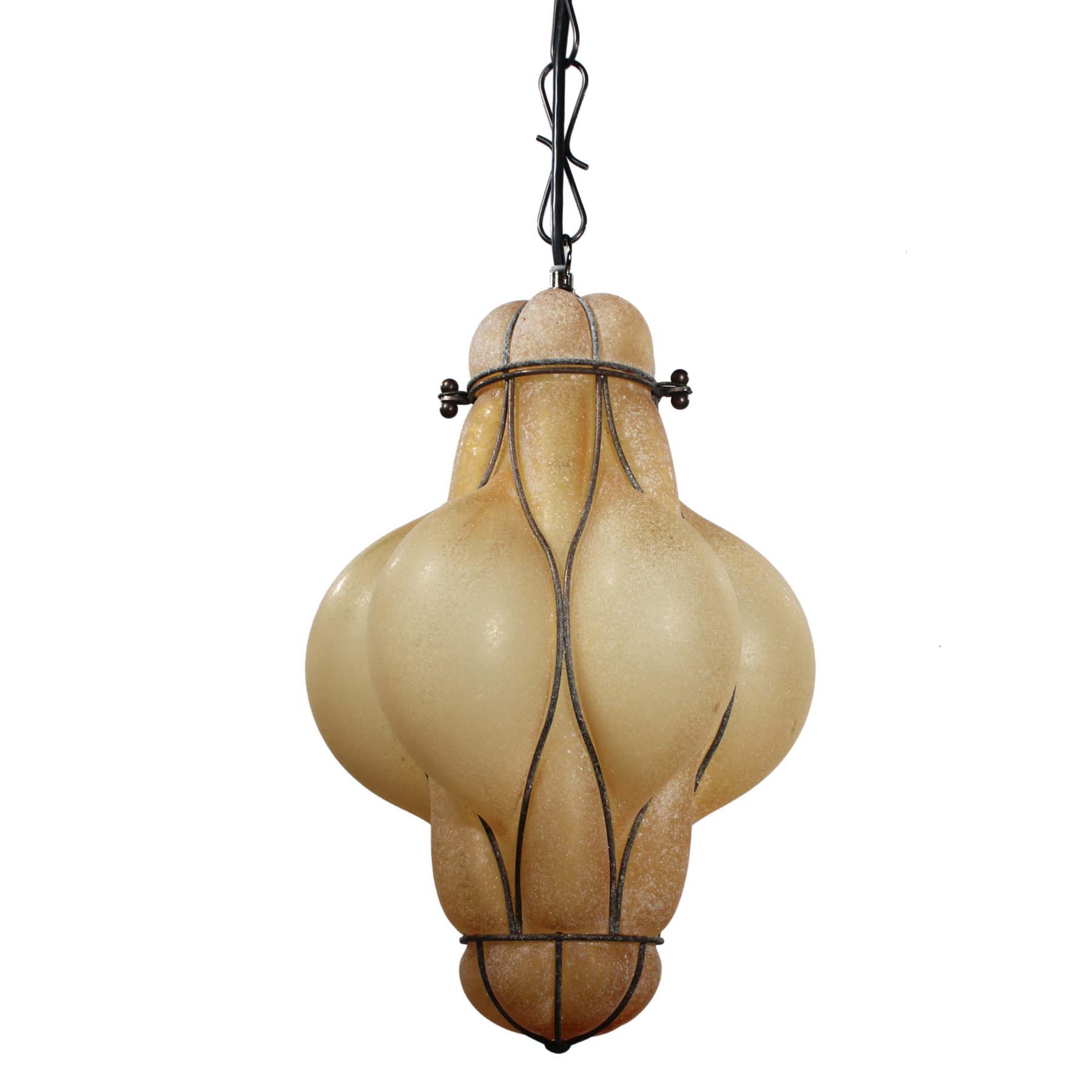 Vintage Pendant Lights with Blown Glass Shades-72106