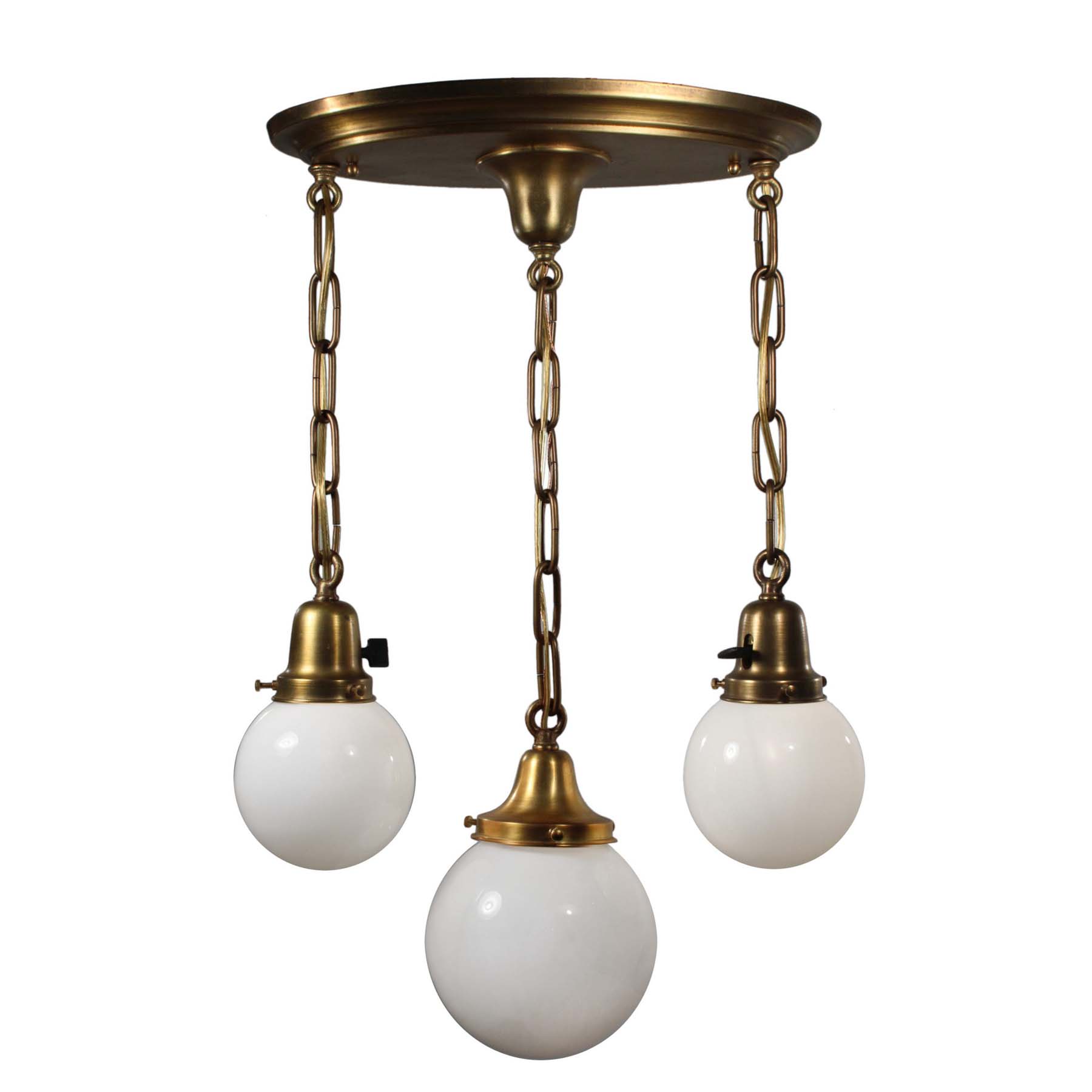 Brass Semi Flush-Mount Chandeliers with Ball Shades-0