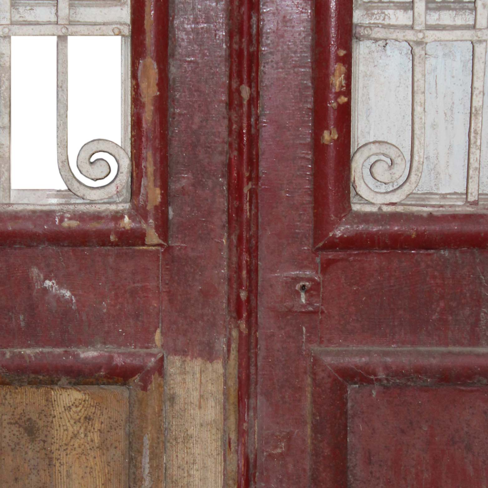 Salvaged Pair of 44” French Colonial Doors with Iron Inserts-72321