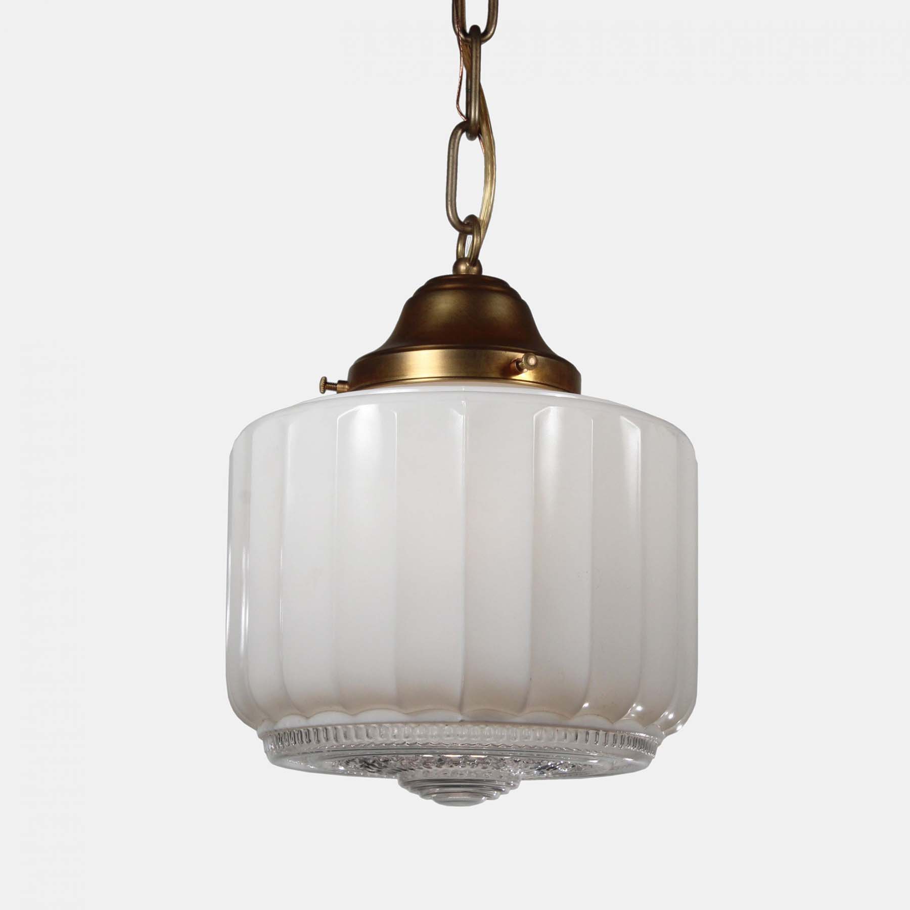 SOLD Matching Antique Pendant Lights with Unusual Shade-72345