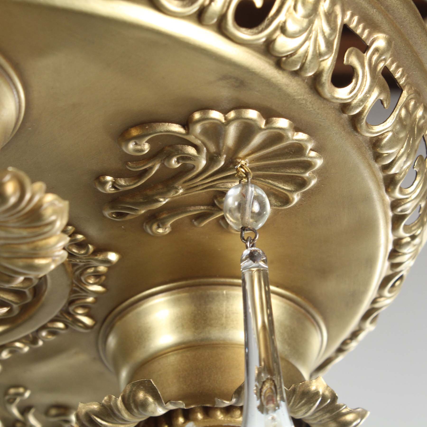 SOLD Matching Antique Neoclassical Brass Flush Mount Fixtures-72081