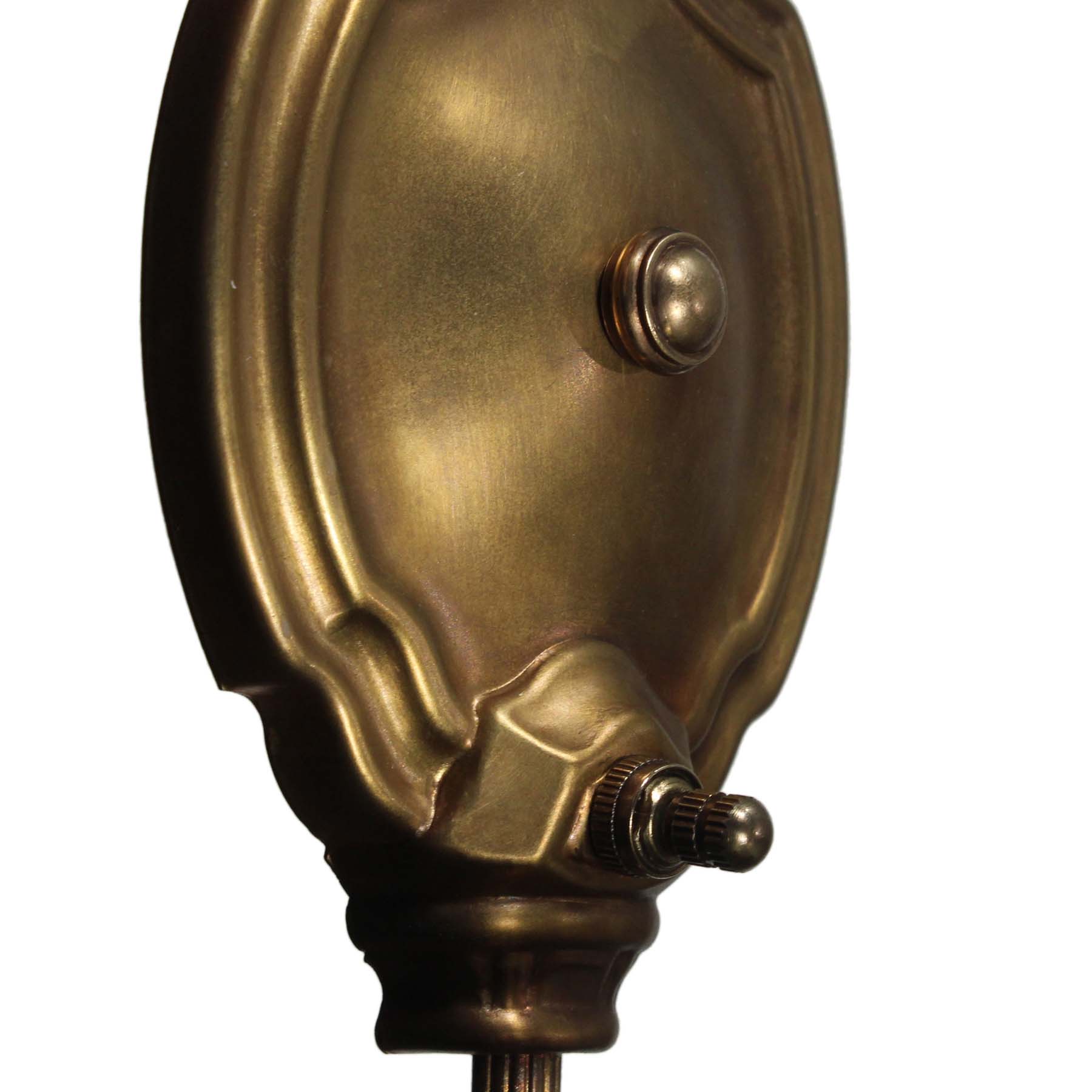 Pair of Antique Brass Sconces with Vaseline Glass-72143