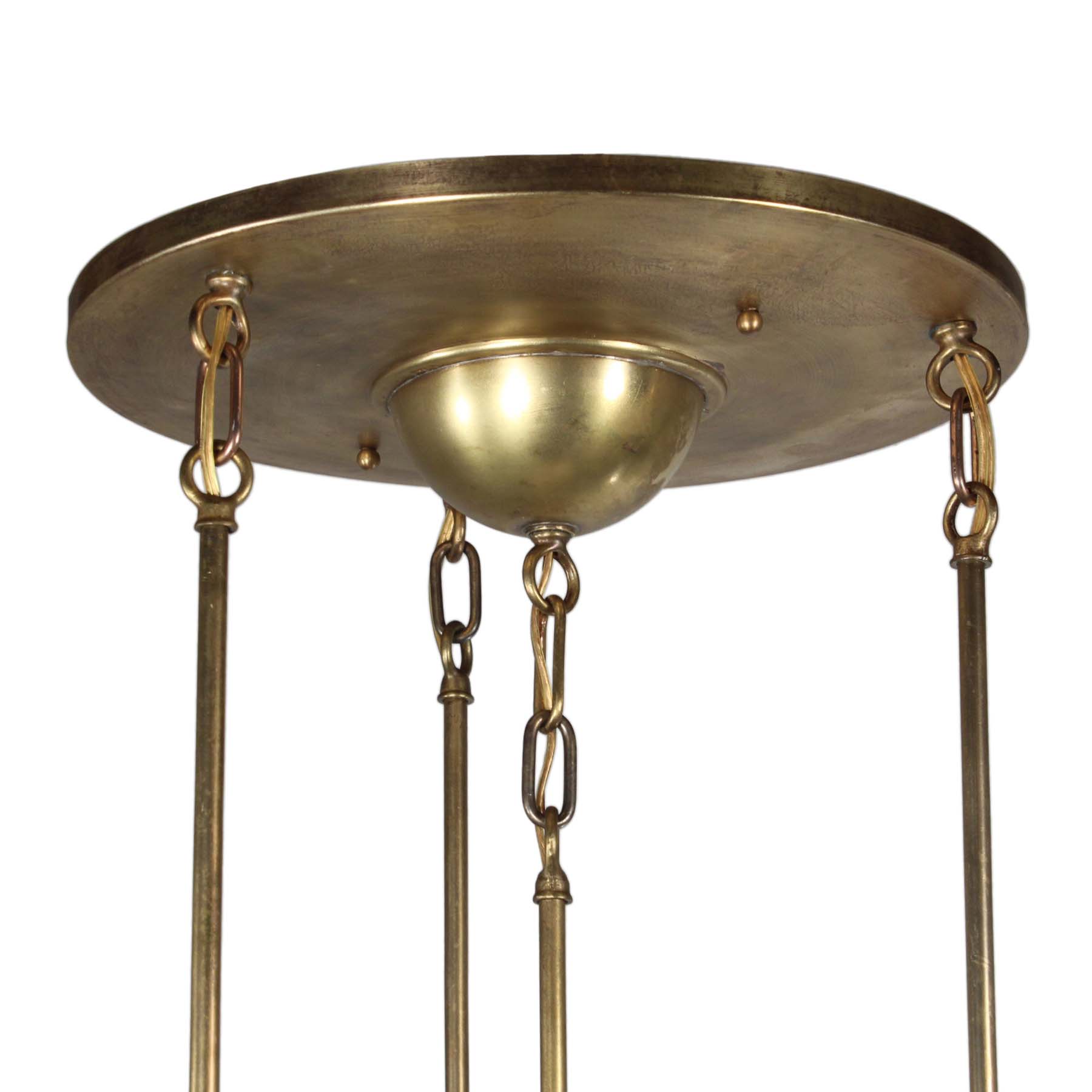 SOLD Antique Brass Semi Flush-Mount Chandelier with Ball Shades-72185