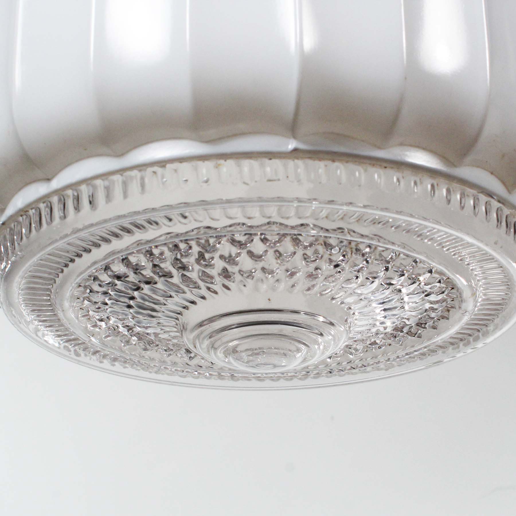 SOLD Matching Antique Pendant Lights with Unusual Shade-72349