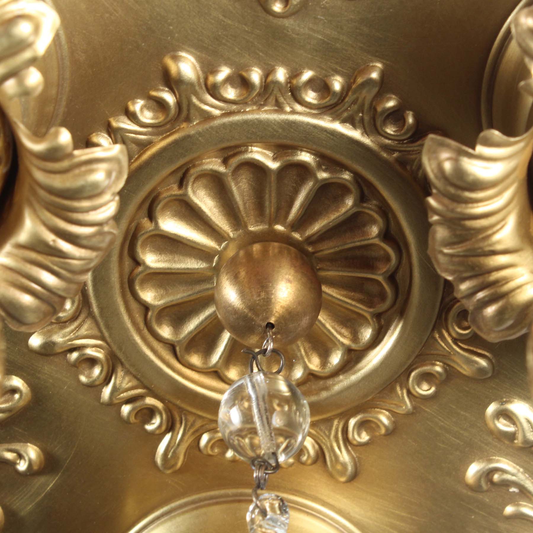 SOLD Matching Antique Neoclassical Brass Flush Mount Fixtures-72082