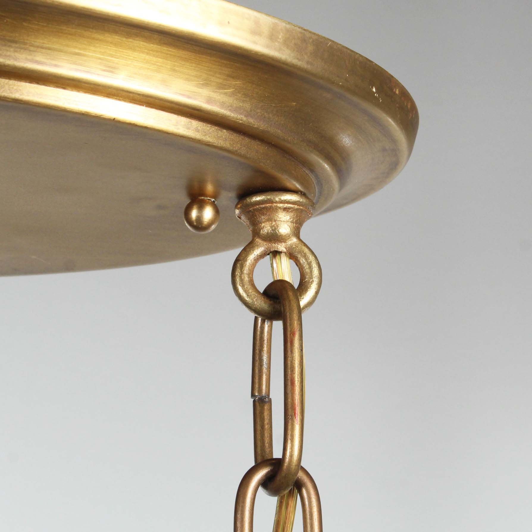 Brass Semi Flush-Mount Chandeliers with Ball Shades-72104