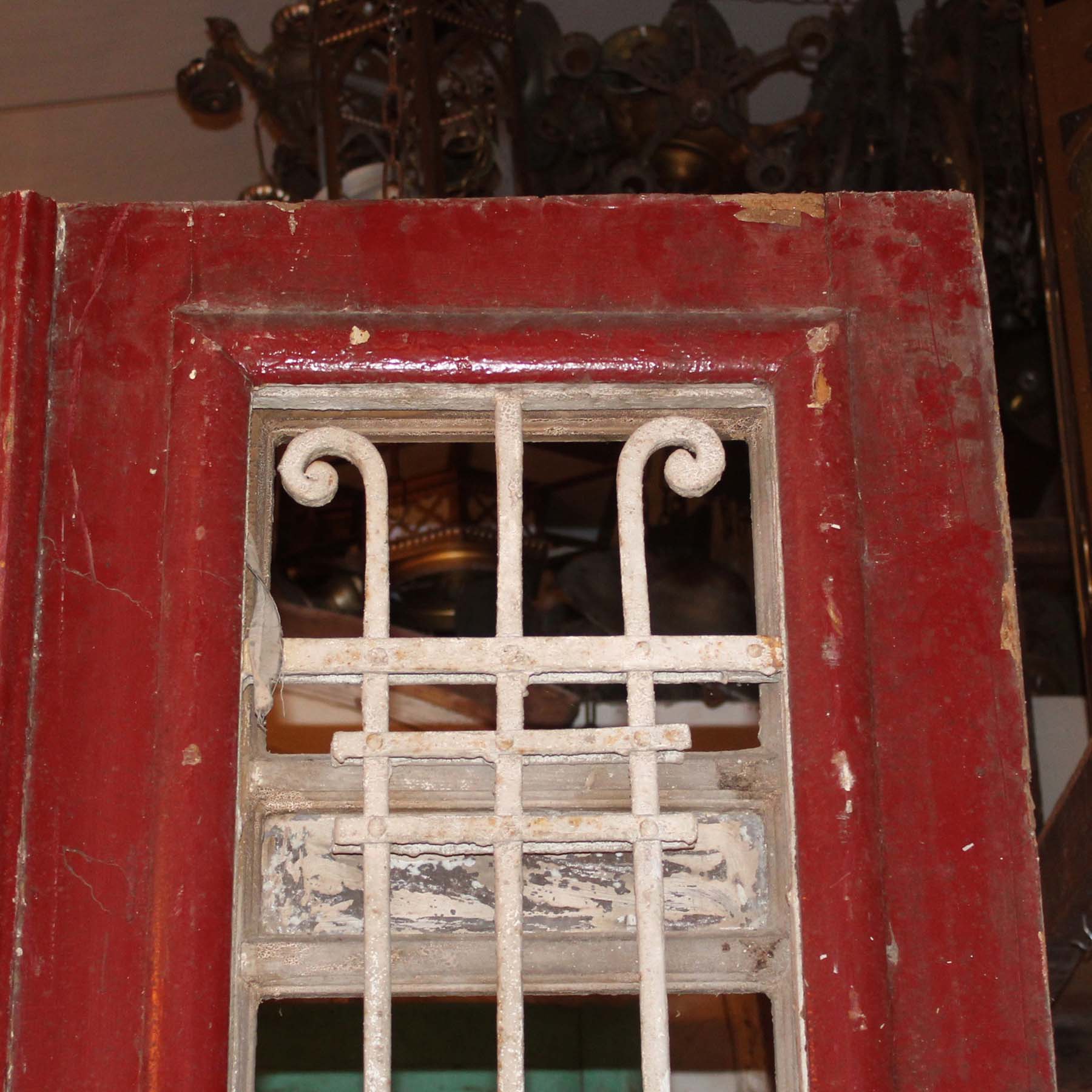 Antique Pair of 44” French Colonial Doors with Iron Inserts-72332