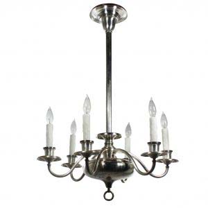 Colonial Revival Silver Plated Chandelier, Antique Lighting-0