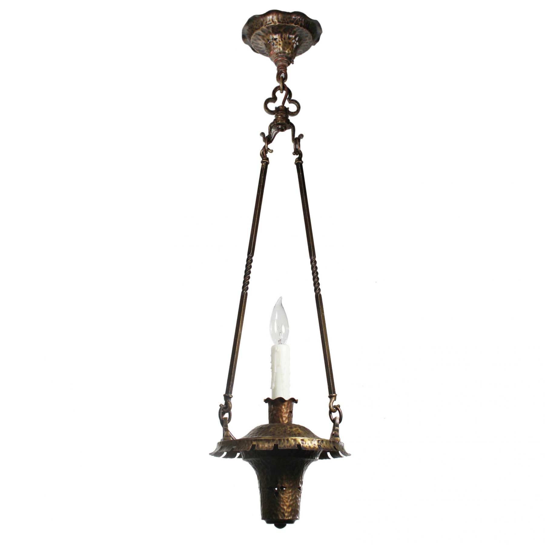 SOLD Antique Bronze Pendant Light, Early 1900's-0