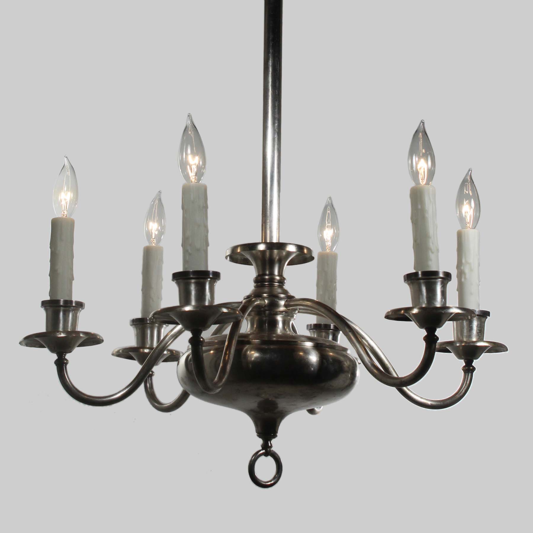 Colonial Revival Silver Plated Chandelier, Antique Lighting-72419