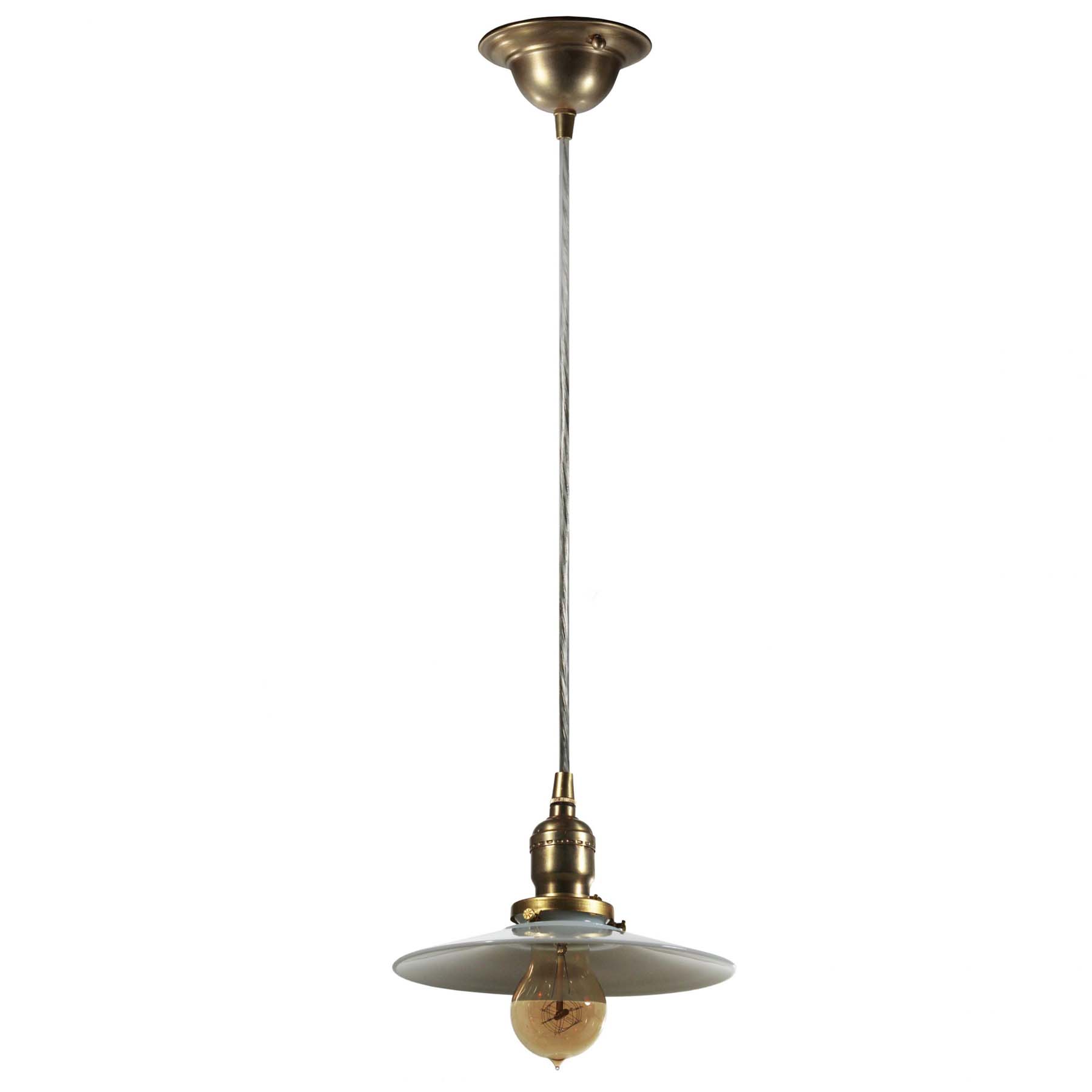 Brass Pendant Light with Milk Glass Shade, Antique Lighting-72426