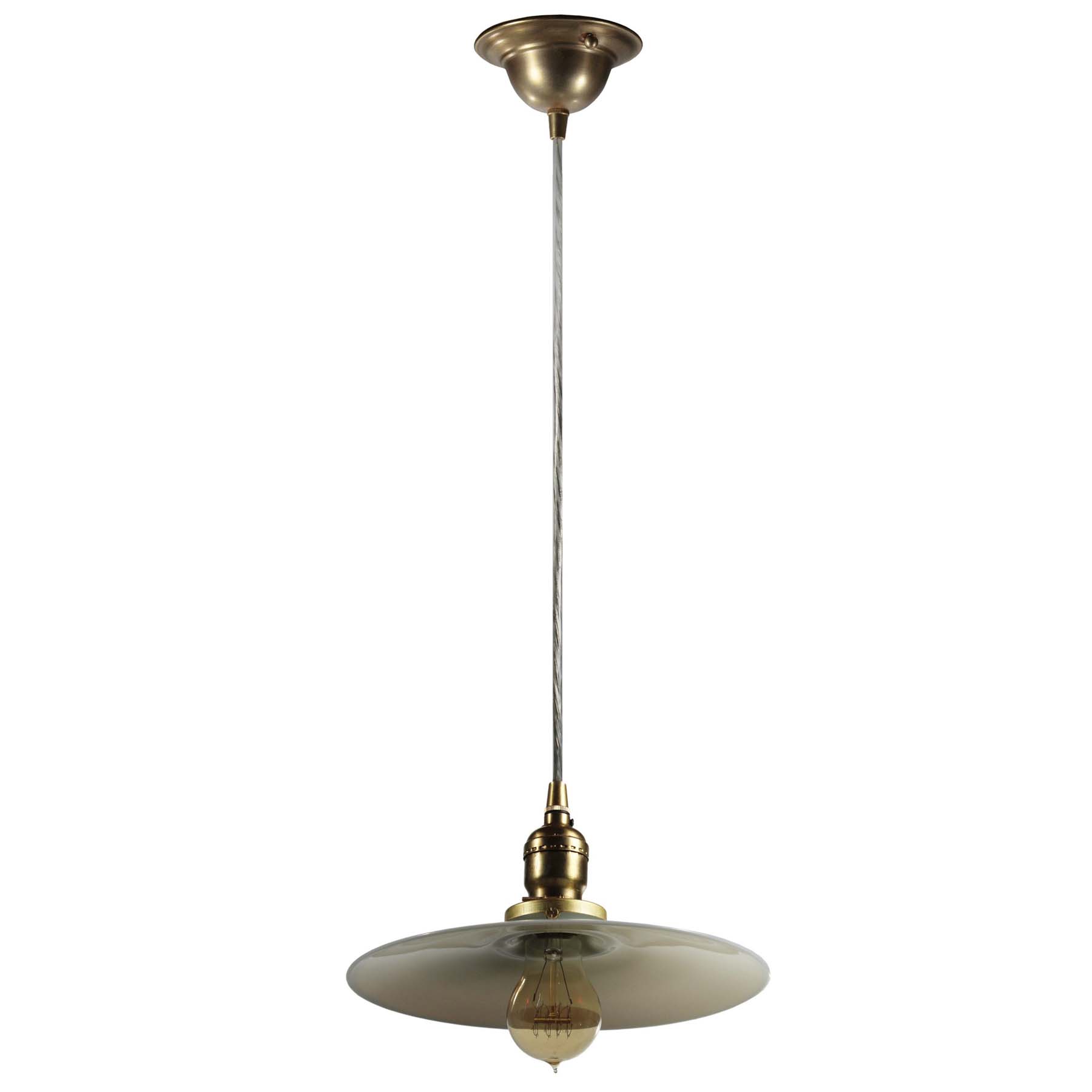 Antique Brass Pendant Light with Milk Glass Shade -72431