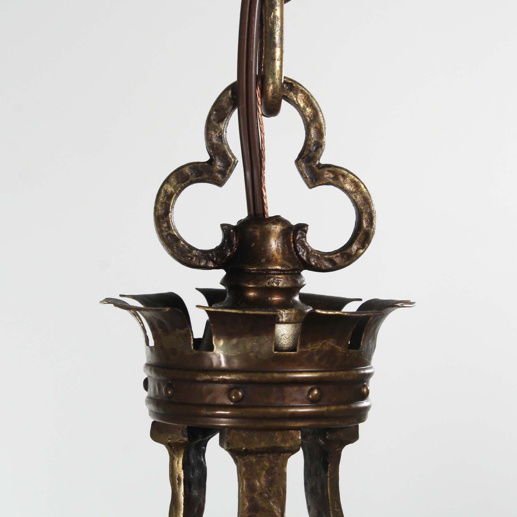 SOLD Antique Bronze Tudor Three-Light Chandelier-72387