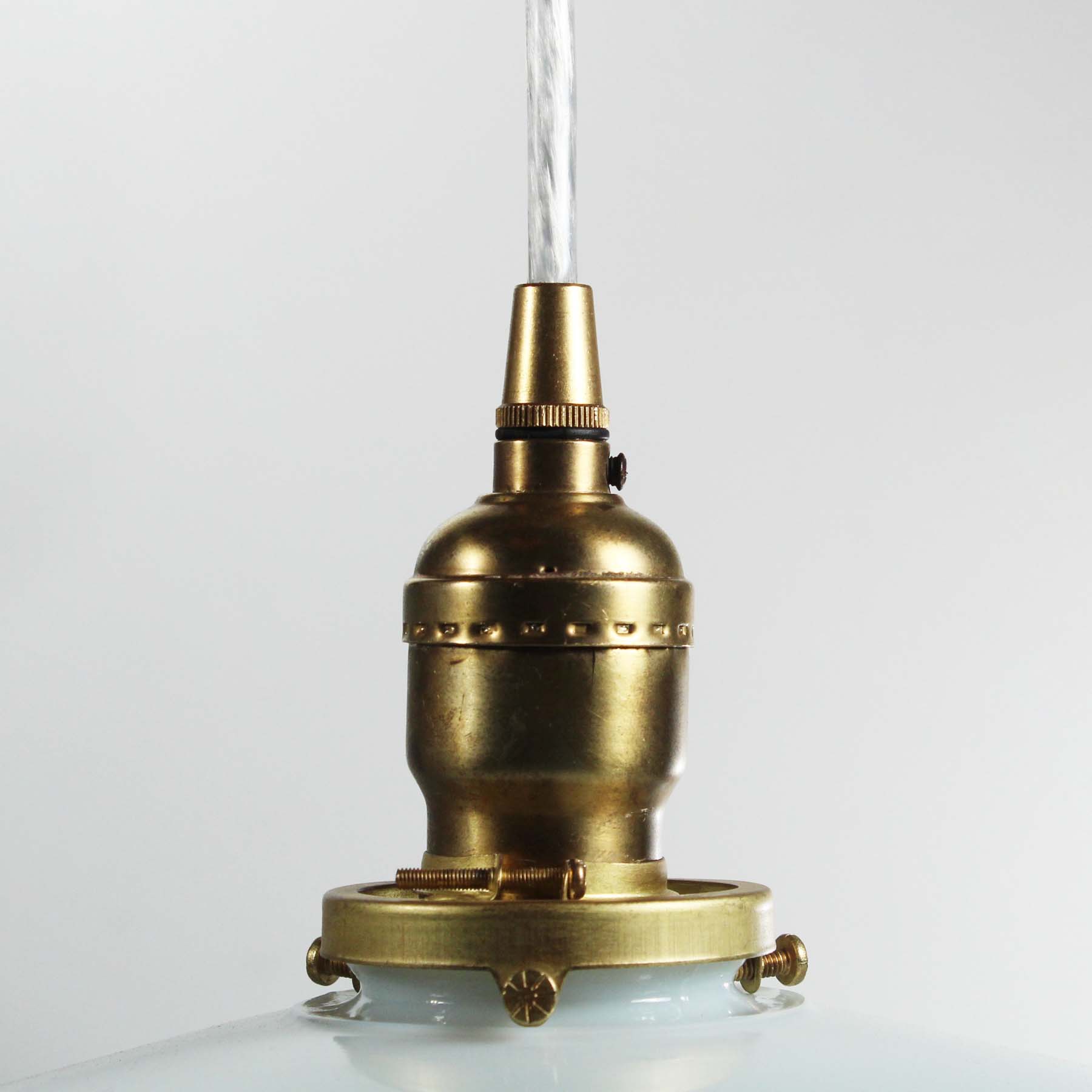 Antique Brass Pendant Light with Milk Glass Shade -72430