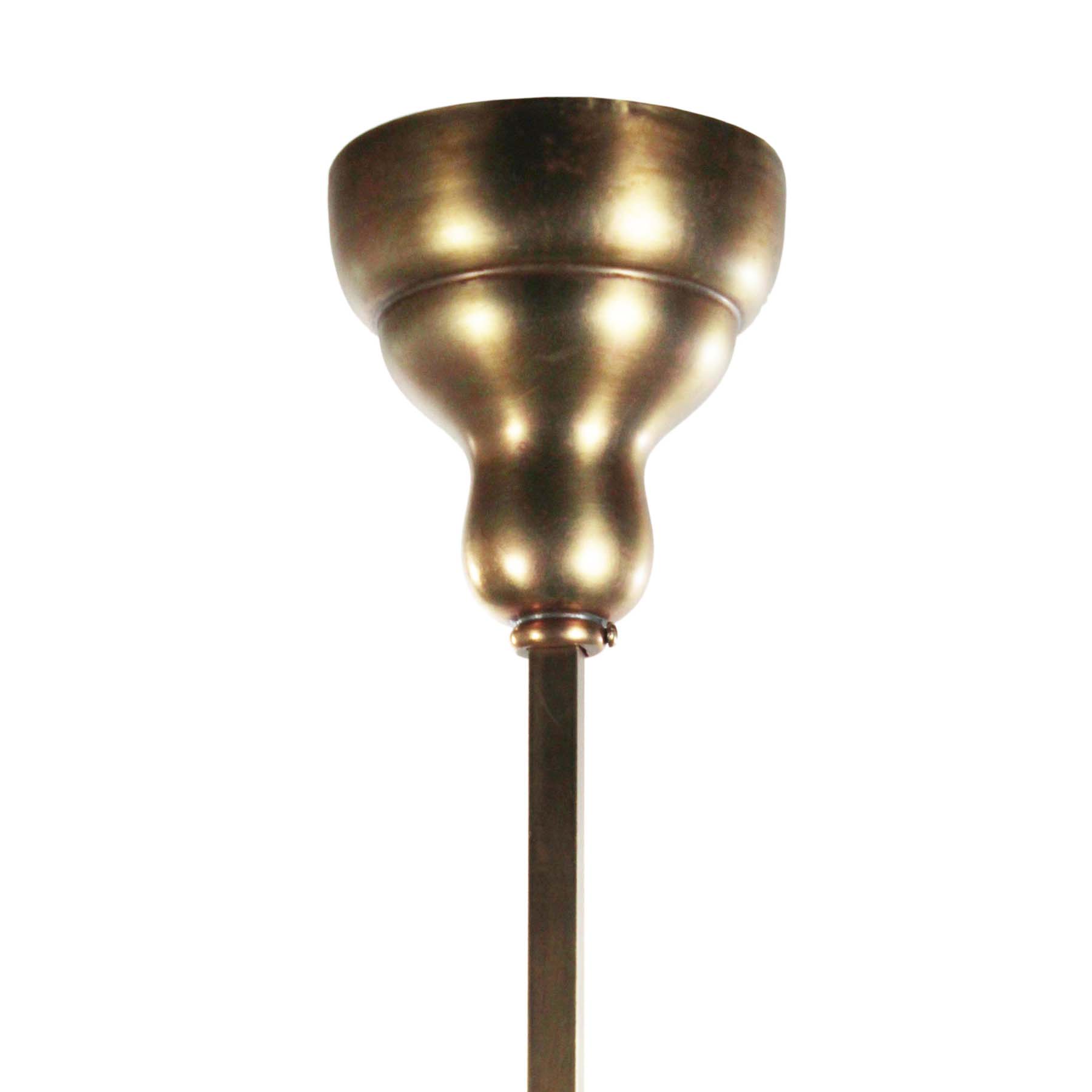 Antique Brass Gas Lantern, Green Slag Glass-72411