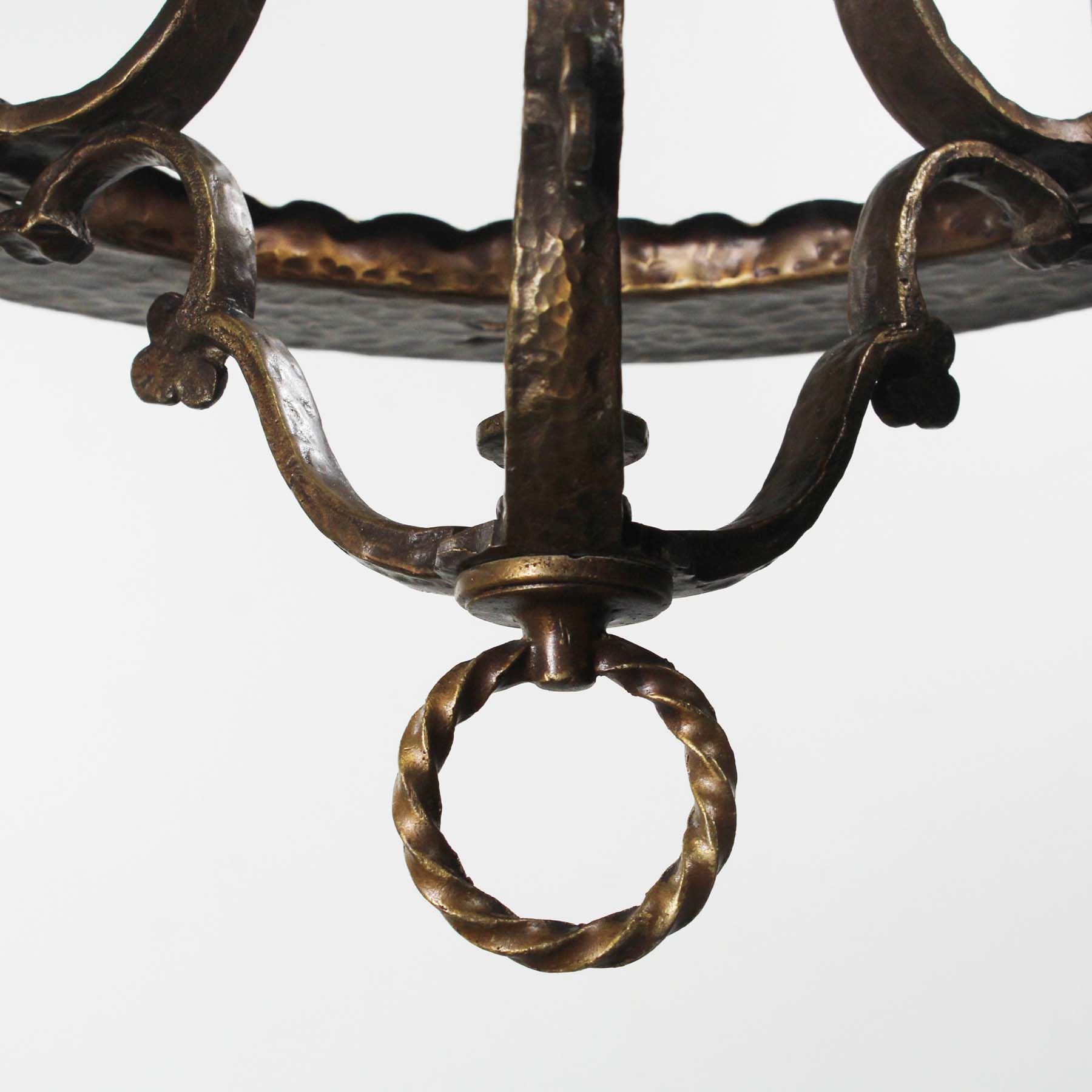 SOLD Antique Bronze Tudor Three-Light Chandelier-72391