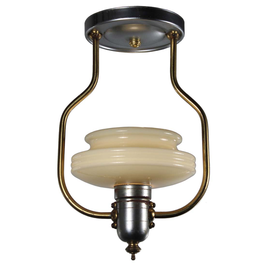 SOLD Antique Art Deco Semi-Flush Mount with Sit-In Shade - Archived ...