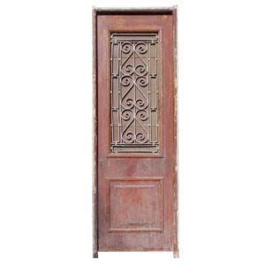 Salvaged 28″ French Colonial Door with Iron Insert