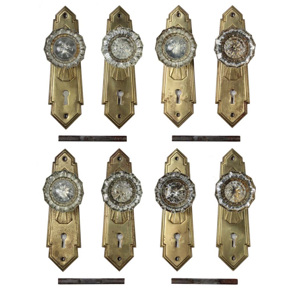 SOLD Antique Brass Door Hardware Sets with Glass Knobs, Early 1900’s