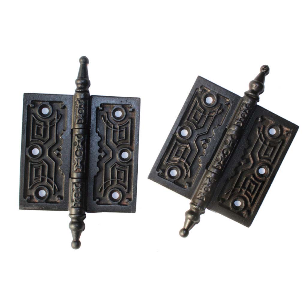 SOLD Pair of Antique Decorative Cast Iron 4” Hinges, 19th Century