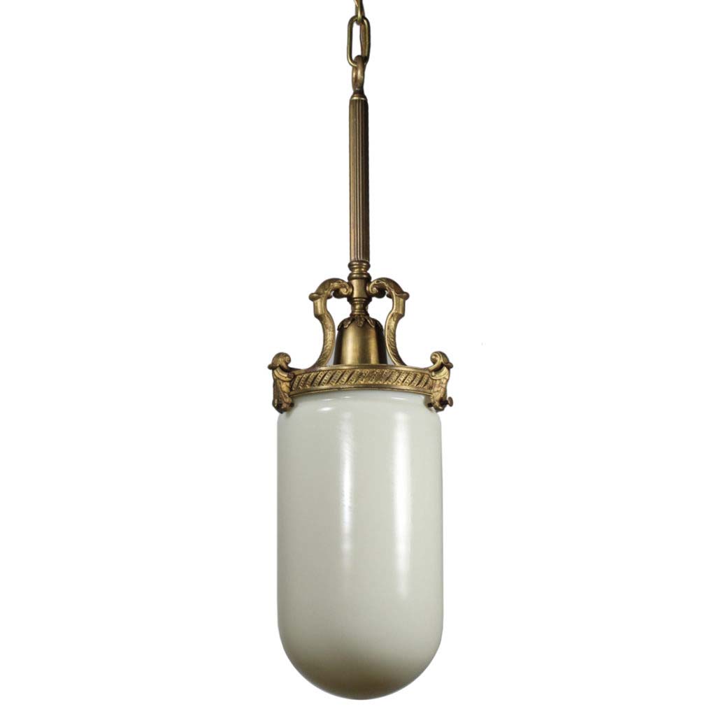 SOLD Antique Brass Bullet Shade Pendant Light, Early 1900’s Archived