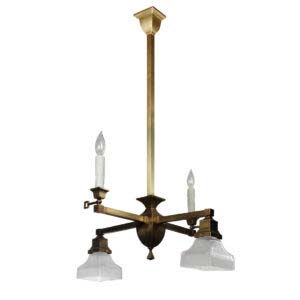 Brass Gas & Electric Matching Pendants, Antique Lighting