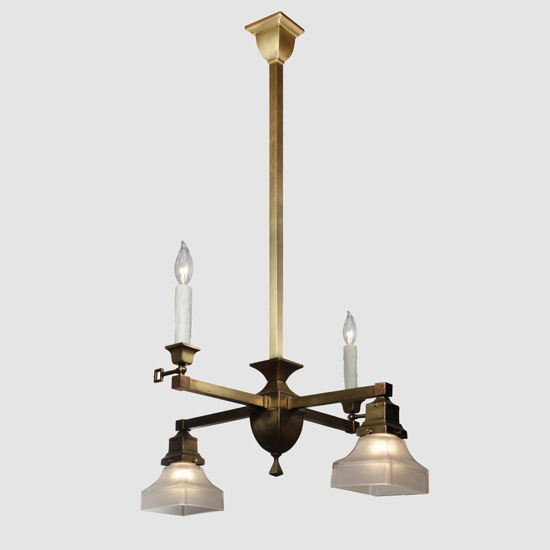 Brass Gas & Electric Matching Pendants, Antique Lighting - Antique